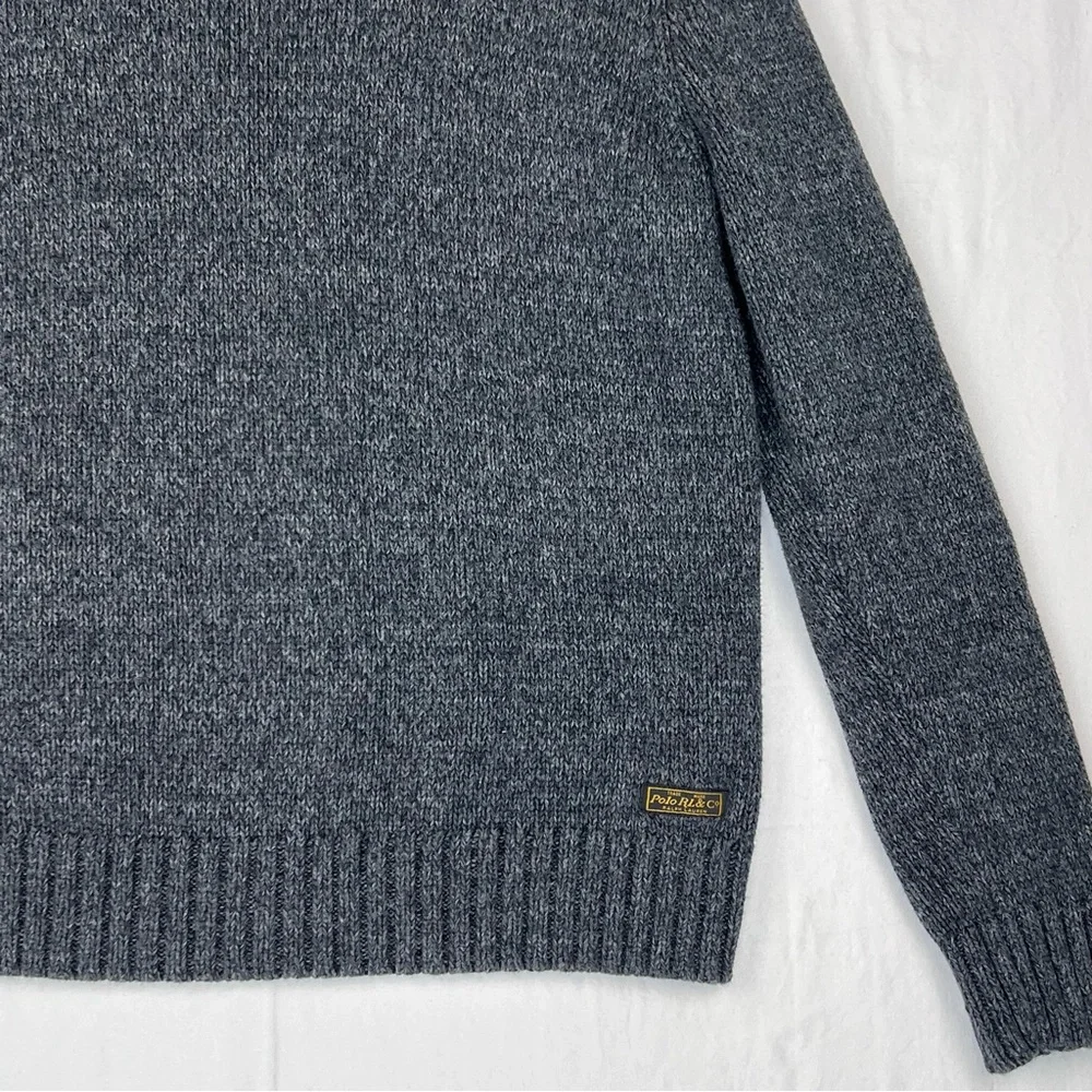 VINTAGE POLO RALPH LAUREN Men’s SWEATER Sz M Heather Black Gray Heritage Preppy